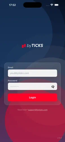 Login screen
